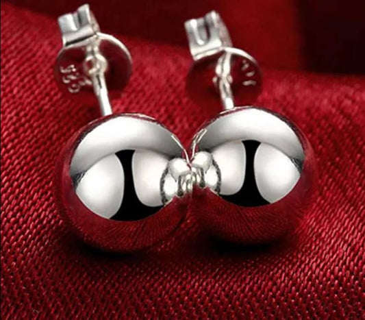 Beautiful Round Smooth Solid Bead Ball Stud Earrings