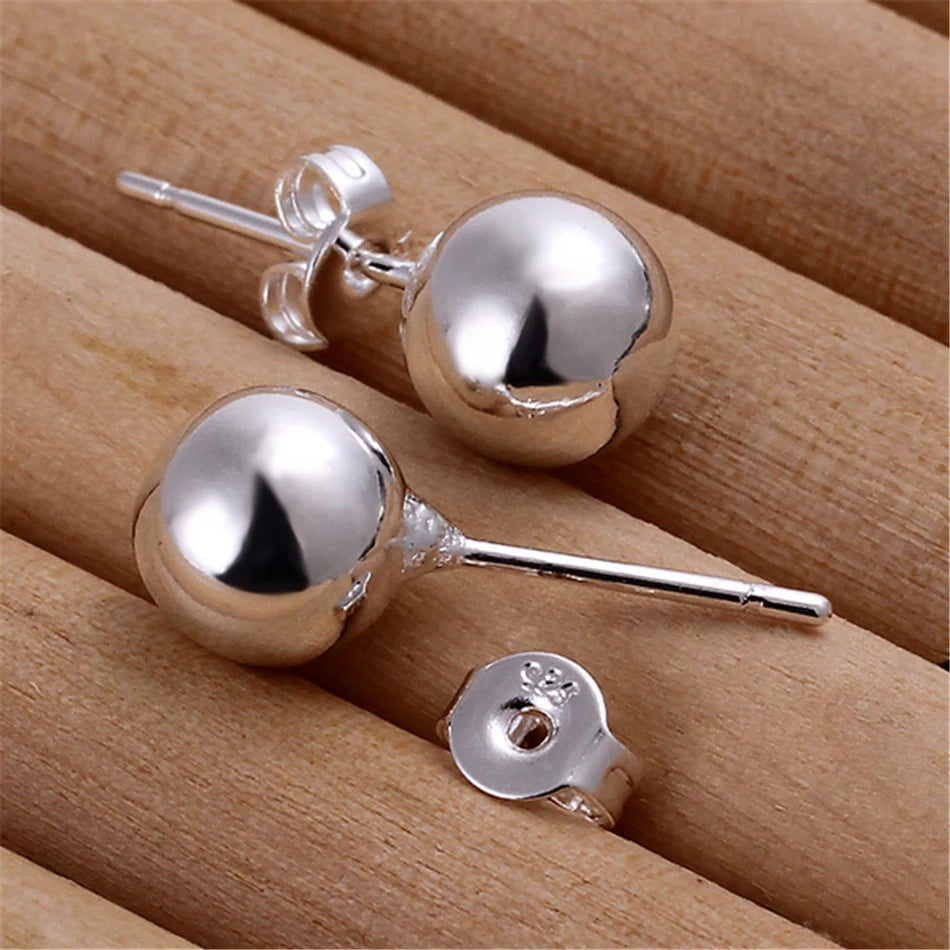 Beautiful Round Smooth Solid Bead Ball Stud Earrings