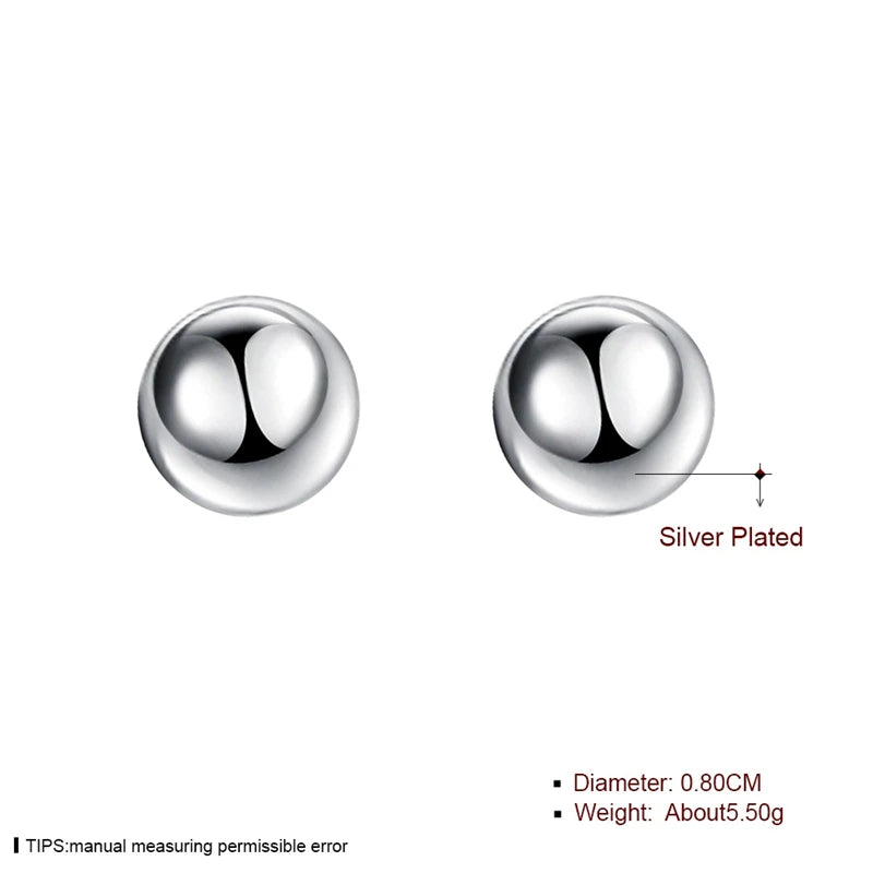 Beautiful Round Smooth Solid Bead Ball Stud Earrings