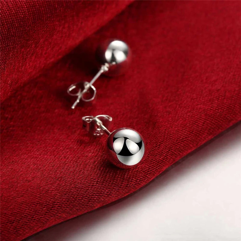 Beautiful Round Smooth Solid Bead Ball Stud Earrings